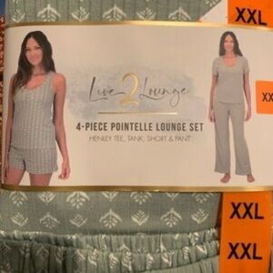 Live 2 Lounge 4-Piece Pointelle Lounge Set - Sage Green Size XXL 20/22 NWT